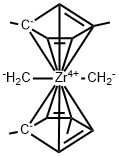 Zirconium, bis[(1,2,3,4,5-η)-1,3-dimethyl-2,4-cyclopentadien-1-yl]dimethyl- Struktur