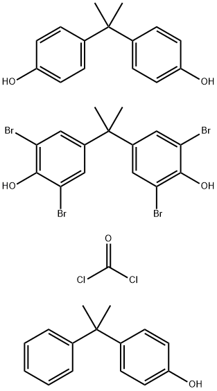 Carbonic dichloride, polymer with 4,4-(1-methylethylidene)bis2,6-dibromophenol and 4,4-(1-methylethylidene)bisphenol, 4-(1-methyl-1-phenylethyl)phenyl ester Struktur