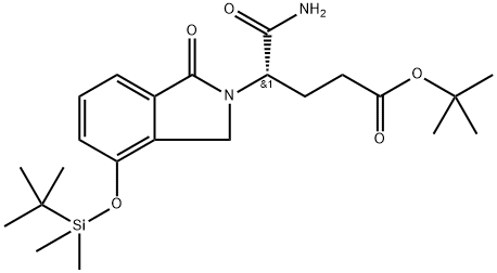 2H-Isoindole-2-butanoic acid, γ-(aminocarbonyl)-4-[[(1,1-dimethylethyl)dimethylsilyl]oxy]-1,3-dihydro-1-oxo-, 1,1-dimethylethyl ester, (γS)- 化学構造式