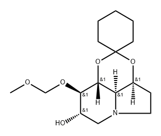 Spirocyclohexane-1,2-1,3dioxino4,5,6-hiindolizin-8-ol, octahydro-9-(methoxymethoxy)-, 3aS-(3a.alpha.,8.alpha.,9.beta.,9a.beta.,9b.alpha.)- 结构式
