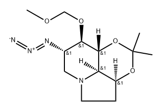 1,3-Dioxino4,5,6-hiindolizine, 8-azidooctahydro-9-(methoxymethoxy)-2,2-dimethyl-, 3aS-(3a.alpha.,8.alpha.,9.beta.,9a.beta.,9b.alpha.)- 化学構造式