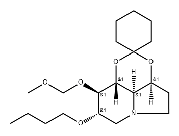 Spirocyclohexane-1,2-1,3dioxino4,5,6-hiindolizine, 8-butoxyoctahydro-9-(methoxymethoxy)-, 3aS-(3a.alpha.,8.alpha.,9.beta.,9a.beta.,9b.alpha.)- Structure