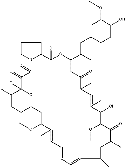 23,27-Epoxy-1H,3H-pyrrolo2,1-c1,4oxaazacyclohentriacontine-1,5,11,28,29(4H,6H)-pentone, 9,10,12,13,14,21,22,23,24,25,26,27,31,32,33,33a-hexadecahydro-9,27-dihydroxy-3-(1R)-2-(1S,3R,4R)-4-hydroxy-3-methoxycyclohexyl-1-methylethyl-10,21-dimethoxy-6,8,12,14, Struktur