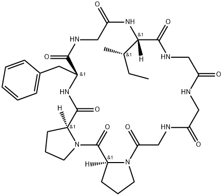 Cyclo(glycylglycylglycyl-L-prolyl-L-prolyl-L-phenylalanylglycyl-L-isoleucyl),156430-21-6,结构式