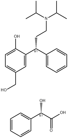 Benzeneacetic acid, α-hydroxy-, (αS)-, compd. with 3-[(1R)-3-[bis(1-methylethyl)amino]-1-phenylpropyl]-4-hydroxybenzenemethanol (1:1) Struktur
