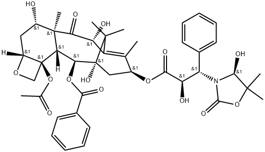 3-Oxazolidinepropanoic acid, α,4-dihydroxy-5,5-dimethyl-2-oxo-β-phenyl-, (2aR,4S,4aS,6R,9S,11S,12S,12aR,12bS)-12b-(acetyloxy)-12-(benzoyloxy)-2a,3,4,4a,5,6,9,10,11,12,12a,12b-dodecahydro-4,6,11-trihydroxy-4a,8,13,13-tetramethyl-5-oxo-7,11-methano-1H-cyclodeca[3,4]benz[1,2-b]oxet-9-yl ester, (αR,βS,4S)- Structure