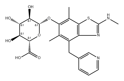 -bta--D-Glucopyranosiduronic  acid,  5,7-dimethyl-2-(methylamino)-4-(3-pyridinylmethyl)-6-benzothiazolyl  (9CI),157192-08-0,结构式
