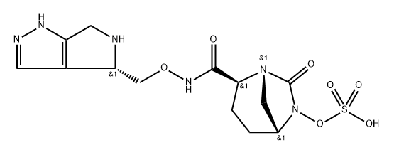 (1R,2S,5R)-7-Oxo-2-[[[[(4S)-1,4,5,6-tetrahydr opyrrolo[3,4-c]pyrazol-4-yl]methoxy]amino] carbonyl]-1,6-diazabicyclo[3.2.1]oct-6-yl hydrogen sulfate Structure