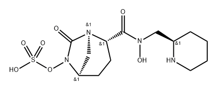 (2S,5R)-N-Hydroxy-7-oxo-N-((2R)-piperidin-2- ylmethyl)-6-(sulfooxy)-1,6-diazabicyclo[3.2.1] octane-2-carboxamide Structure