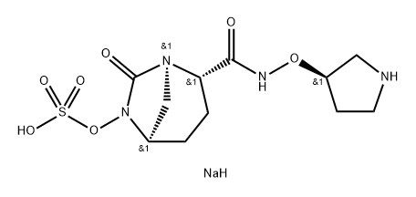 Sulfuric acid, mono[(1R,2S,5R)-7-oxo-2-[[[[(3R) -3-pyrrolidinyl]oxy]amino]carbonyl]-1,6- diazabicyclo[3.2.1]oct-6-yl] ester, sodium salt (1:1) 化学構造式