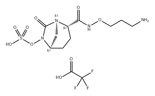 (2S,5R)-N-(3-aminopropyloxy)-7-oxo-6-(sulfooxy)-1,6-diazabicyclo[3.2.1]octane-2-carboxamide trifluoroacetic acid salt Struktur