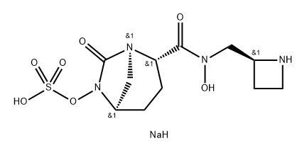 Sulfuric acid, mono[(1R,2S,5R)-2-[[[(2S)-2- azetidinylmethyl]hydroxyamino]carbonyl]-7- oxo-1,6-diazabicyclo[3.2.1]oct-6-yl] ester, sodium salt (1:1) Struktur