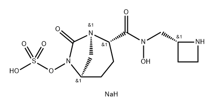 Sulfuric acid, mono[(1R,2S,5R)-2-[[[(2R)-2- azetidinylmethyl]hydroxyamino]carbonyl]-7- oxo-1,6-diazabicyclo[3.2.1]oct-6-yl] ester, sodium salt (1:1) 化学構造式