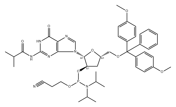2’-dG (iBu)-2’-phosphoramidite 结构式