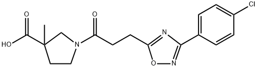 1-(3-(3-(4-chlorophenyl)-1,2,4-oxadiazole-5-yl)propanoyl)-3-methylpyrrolidin-3-carboxylic? acid Structure