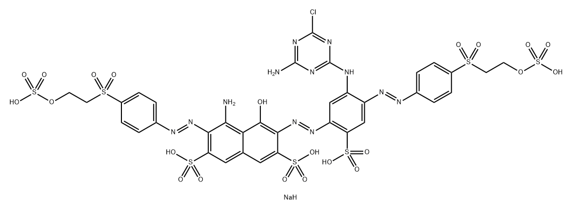 2,7-Naphthalenedisulfonic acid, 4-amino-6-5-(4-amino-6-chloro-1,3,5-triazin-2-yl)amino-2-sulfo-4-4-2-(sulfooxy)ethylsulfonylphenylazophenylazo-5-hydroxy-3-4-2-(sulfooxy)ethylsulfonylphenylazo-, sodium salt Structure