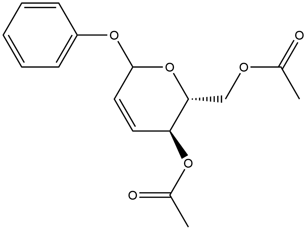 D-erythro-Hex-2-enopyranoside, phenyl 2,3-dideoxy-, diacetate (9CI) Structure