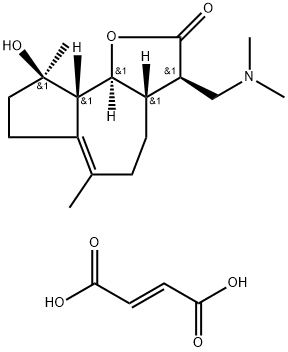 Azuleno[4,5-b]furan-2(3H)-one, 3-[(dimethylamino)methyl]-3a,4,5,7,8,9,9a,9b-octahydro-9-hydroxy-6,9-dimethyl-, (3R,3aS,9R,9aS,9bS)-, (2E)-2-butenedioate (1:1) Struktur