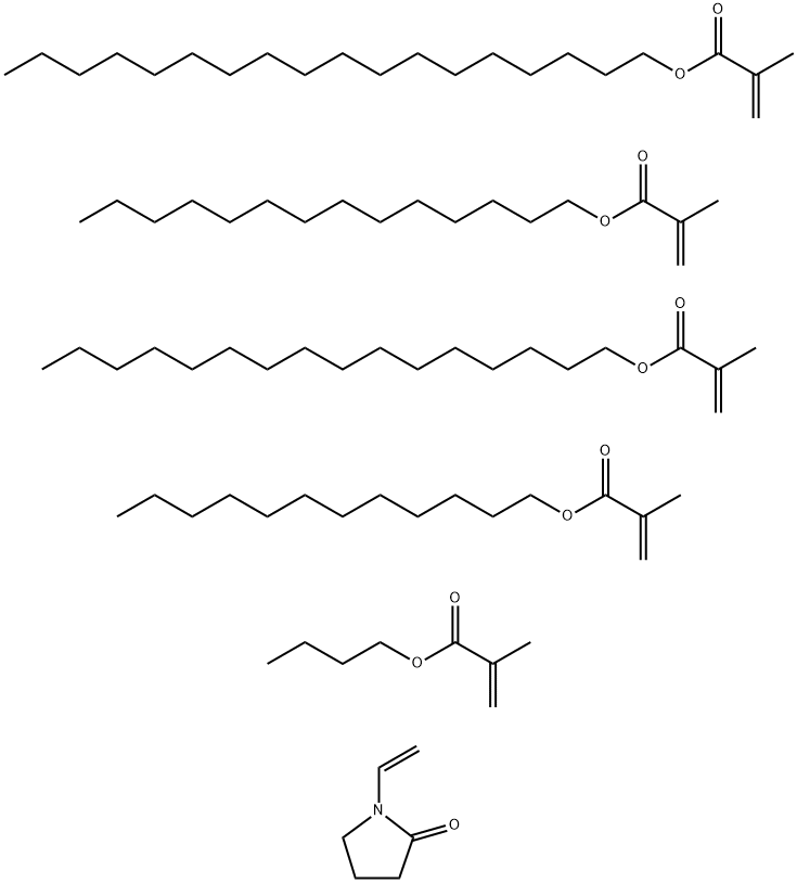 2-Propenoic acid, 2-methyl-, butyl ester, polymer with dodecyl 2-methyl-2-propenoate, 1-ethenyl-2-pyrrolidinone, hexadecyl 2-methyl-2-propenoate, octadecyl 2-methyl-2-propenoate and tetradecyl 2-methyl-2-propenoate Struktur