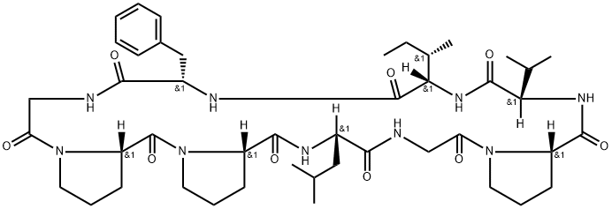 Cyclo(glycyl-L-prolyl-L-prolyl-L-leucylglycyl-L-prolyl-L-valyl-L-isoleucyl-L-phenylalanyl) Struktur