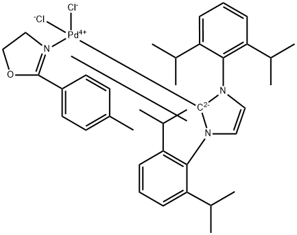 Palladium, [1,3-bis[2,6-bis(1-methylethyl)phenyl]-1,3-dihydro-2H-imidazol-2-ylidene]dichloro[4,5-dihydro-2-(4-methylphenyl)oxazole-κN3]-, (SP-4-1)- Structure