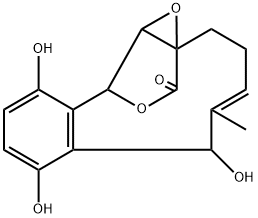 2H-11,1a-(Epoxymethano)benzo[4,5]cyclodec[1,2-b]oxiren-13-one, 3,6,11,11a-tetrahydro-6,7,10-trihydroxy-5-methyl-, (1aα,4Z,6β,11α,11aβ)- (9CI) Structure