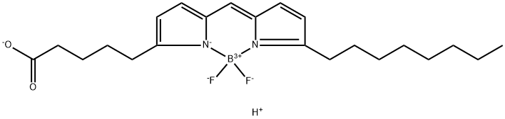 Borate(1-), difluoro[5-[(5-octyl-2H-pyrrol-2-ylidene-κN)methyl]-1H-pyrrole-2-pentanoato(2-)-κN1]-, hydrogen (1:1), (T-4)- Struktur