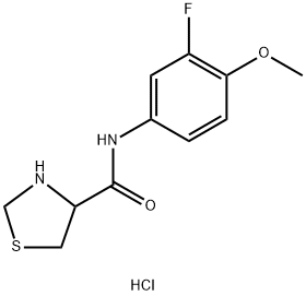 N-(3-fluoro-4-methoxyphenyl)thiazolidine-4-carboxamide hydrochloride Struktur