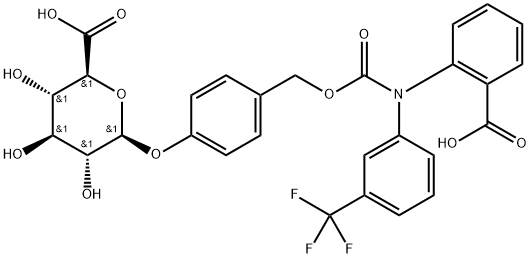 -bta--D-Glucopyranosiduronic  acid,  4-[[[[(2-carboxyphenyl)[3-(trifluoromethyl)phenyl]amino]carbonyl]oxy]methyl]phenyl Structure