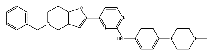N-[4-(4-methyl-1-
piperazinyl)phenyl]-4-[4,5,6,7-tetrahydro-5-
(phenylmethyl)furo[3,2-c]pyridin-2-yl]-2-Pyrimidinamine,1610054-34-6,结构式