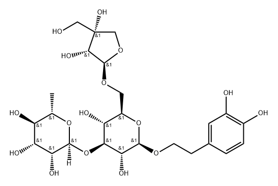 β-D-Glucopyranoside, 2-(3,4-dihydroxyphenyl)ethyl O-D-apio-β-D-furanosyl-(1→6)-O-[6-deoxy-α-L-mannopyranosyl-(1→3)]- Structure