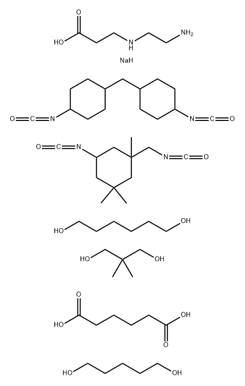 .beta.-Alanine, N-(2-aminoethyl)-, monosodium salt, polymer with 2,2-dimethyl-1,3-propanediol, hexanedioic acid, 1,6-hexanediol, 5-isocyanato-1-(isocyanatomethyl)-1,3,3-trimethylcyclohexane, 1,1-methylenebis4-isocyanatocyclohexane and 1,5-pentanediol 结构式