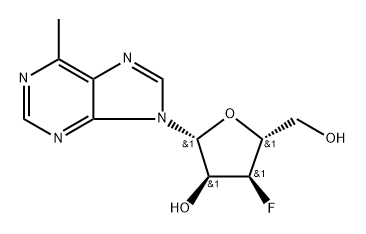 6-Methylpurine-beta-D-(3-deoxy-3-fluoro)riboside, 1612191-88-4, 结构式