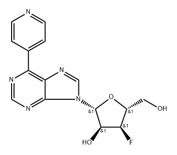 9-(3-Deoxy-3-fluoro-β-D-ribofuranosyl)-6-(pyridine-4-yl)purine,1612191-93-1,结构式