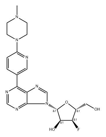 9-(3-Deoxy-3-fluoro-β-D-ribofuranosyl)-6-[6-(4-methylpiperazinyl) pyridin-3-yl]purine Struktur