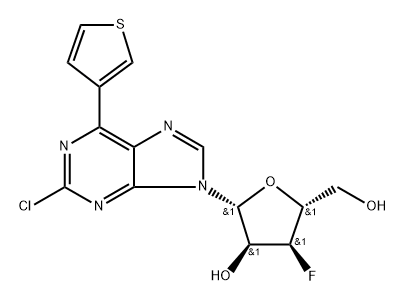 9-(3-Deoxy-3-fluoro-β-D-ribofuranosyl)-2-chloro-6-(thiophen-3-yl)purine Structure