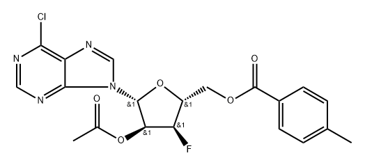 9-(2-O-Acetyl-5-O-toluyl-3-deoxy-3-fluoro-beta-D-ribofuranosyl)-6-chloro-9H-purine,1612192-06-9,结构式