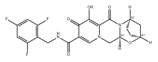 (2S,5R,13aS)-8-Hydroxy-7,9-dioxo-N-(2,4,6-trifluorobenzyl)-2,3,4,5,7,9,13,13a-octahydro-2,5-methanopyrido[1'',2'':4,5]pyrazino[2,1-b][1,3]oxazepine-10-carboxamide Structure