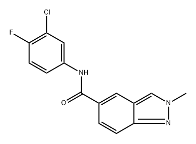 N-(3-chloro-4-fluorophenyl)-2-methyl-2H-indazole-5-carboxamide (NTZ-1442) Structure