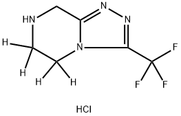 1,2,4-Triazolo[4,3-a]pyrazine-5,6-d2, 5,6,7,8-tetrahydro-5,6-d2-3-(trifluoromethyl)-, hydrochloride (1:) 化学構造式