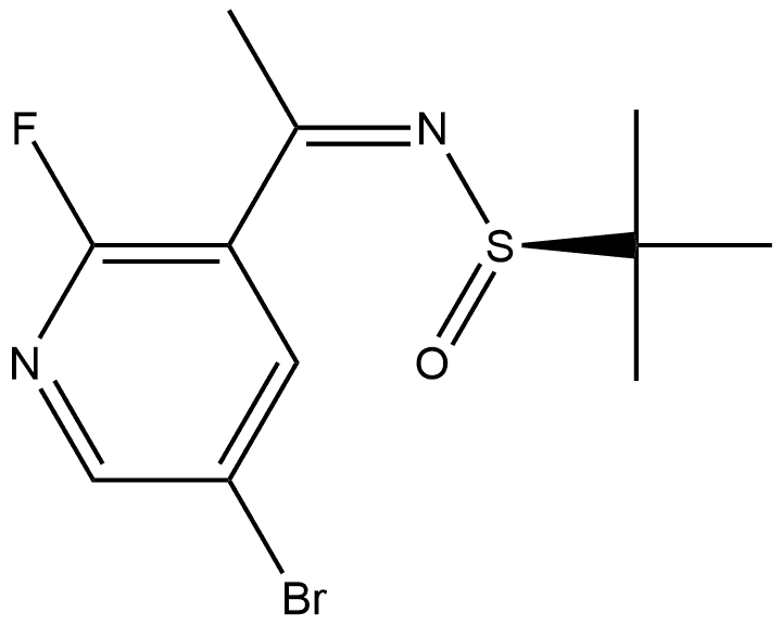 2-Propanesulfinamide, N-[1-(5-bromo-2-fluoro-3-pyridinyl)ethylidene]-2-methyl-, [N(Z),S(R)]- 化学構造式