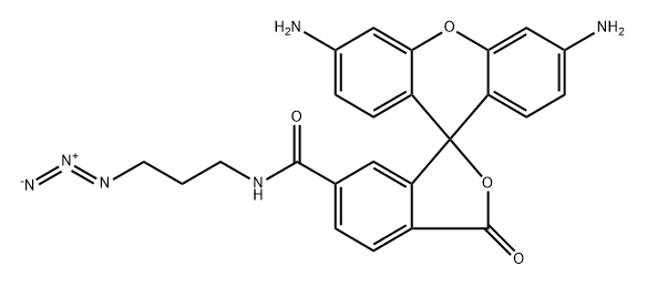 Spiro[isobenzofuran-1(3H),9'-[9H]xanthene]-6-carboxamide, 3',6'-diamino-N-(3-azidopropyl)-3-oxo- Struktur
