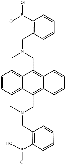 Boronic acid, B,B'-[9,10-anthracenediylbis[methylene(methylimino)methylene-2,1-phenylene]]bis- 化学構造式