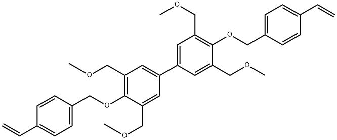 4,4′-双[(4-乙烯基苯基)甲氧基]-3,3′,5,5′-四(甲氧基甲基) -1,1′-联苯, 1628026-12-9, 结构式