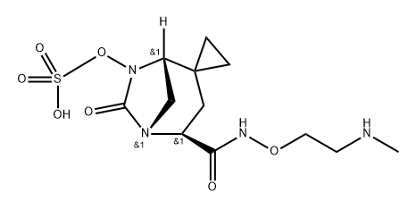 (1′R,2′S,5′R)-2′-[[[2-(Methylamino)ethoxy] amino]carbonyl]-7′-oxospiro[cyclopropane-1, 4′-[1,6]diazabicyclo[3.2.1]octan]-6′-yl hydrogen sulfate Structure