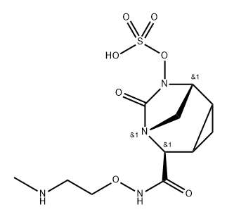 (1R,5S,6R)-N-[2-(Methylamino)ethoxy]-7-oxo8-(sulfooxy)-6,8-diazatricyclo[4.2.1.0 ] nonane-5-carboxamide Struktur