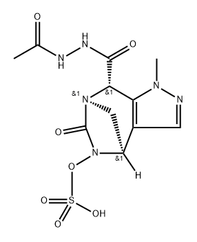 (4R,7R,8S)-4,5,6,8-Tetrahydro-1-methyl-6-oxo5-(sulfooxy)-1H-4,7-methanopyrazolo[3,4-e] [1,3]diazepine-8-carboxylic acid 8-(2-acetylhy drazide) Struktur