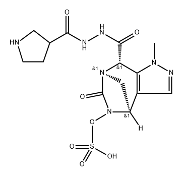 (4R,7R,8S)-4,5,6,8-Tetrahydro-1-methyl-6-oxo5-(sulfooxy)-1H-4,7-methanopyrazolo[3,4-e] [1,3]diazepine-8-carboxylic acid 8-[2-(3- pyrrolidinylcarbonyl)hydrazide] Structure