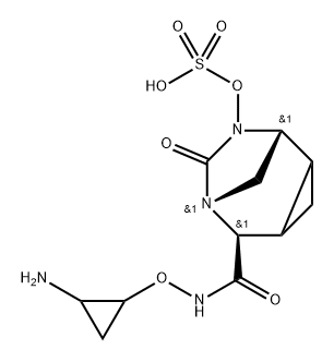 (1R,5S,6R)-N-[(2-AMINOCYCLOPROPYL)OXY]-7- OXO-8-(SULFOOXY)-6,8-DIAZATRICYCLO[4.2.1.0 ] NONANE-5-CARB 结构式