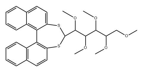 D-Glucose, 2,3,4,5,6-penta-O-methyl-, cyclic (S)-1,1-binaphthalene-2,2-diyl dithioacetal Struktur